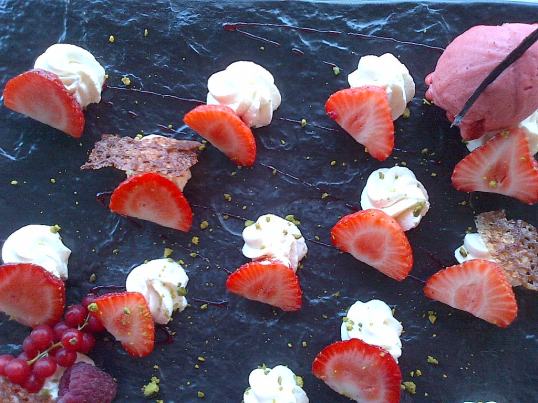 Strawberries Pere Gras strawberries with creme Chantilly Grenobles France 2017
